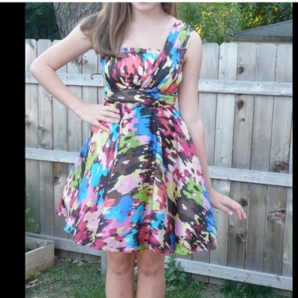 Anthropologie Minuet Multicolor One Shoulder 100% Silk Cocktail Dress - Picture 12 of 12